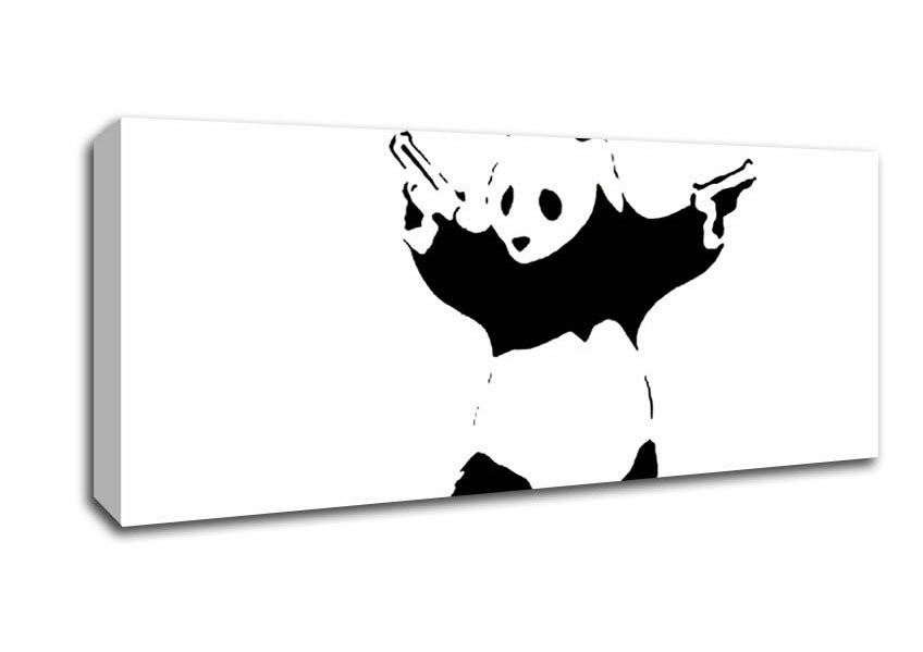 Panda Hold-Up White Canvas Wall Art