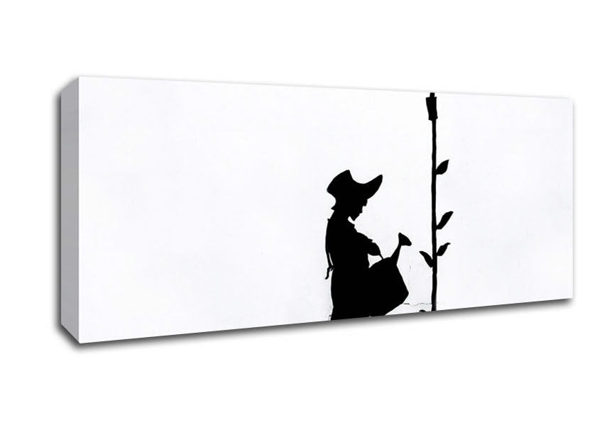 Watering Can Girl Canvas Wall Art