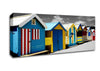 Colourful Beach Huts On B n W Canvas Wall Art