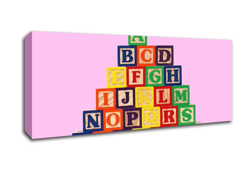 Alphabet Blocks Pink Canvas Wall Art