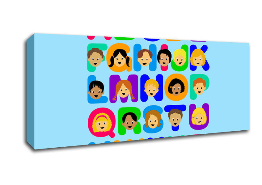 Alphabet Children Baby Blue Canvas Wall Art