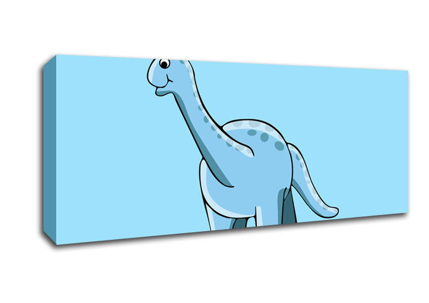 Big Funny Dinosaur Baby Blue Canvas Wall Art
