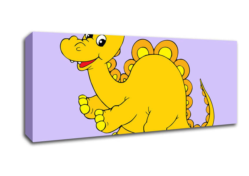 Big Happy Dinosaur Lilac Canvas Wall Art