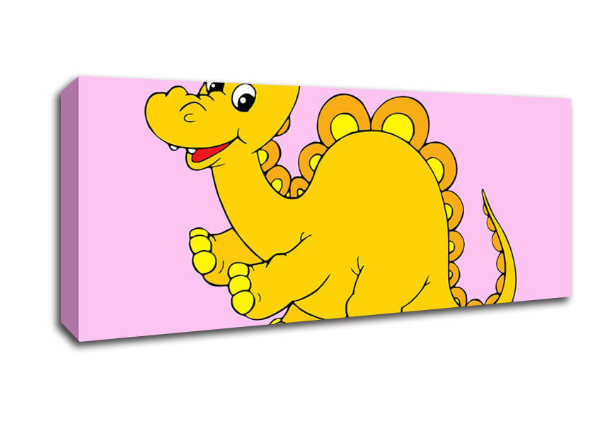 Big Happy Dinosaur Pink Canvas Wall Art