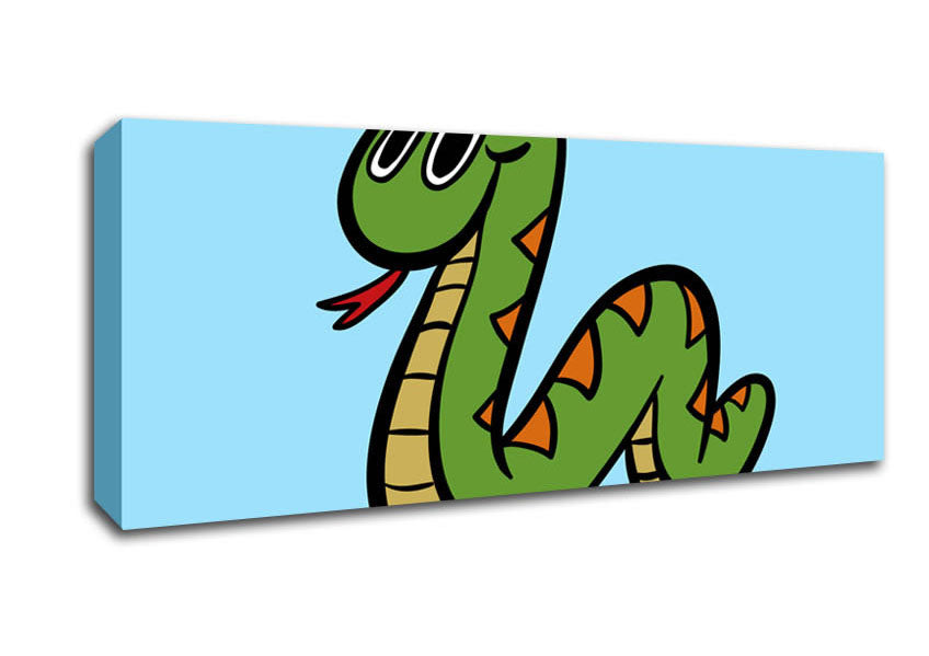 Cartoon Snake Baby Blue Canvas Wall Art