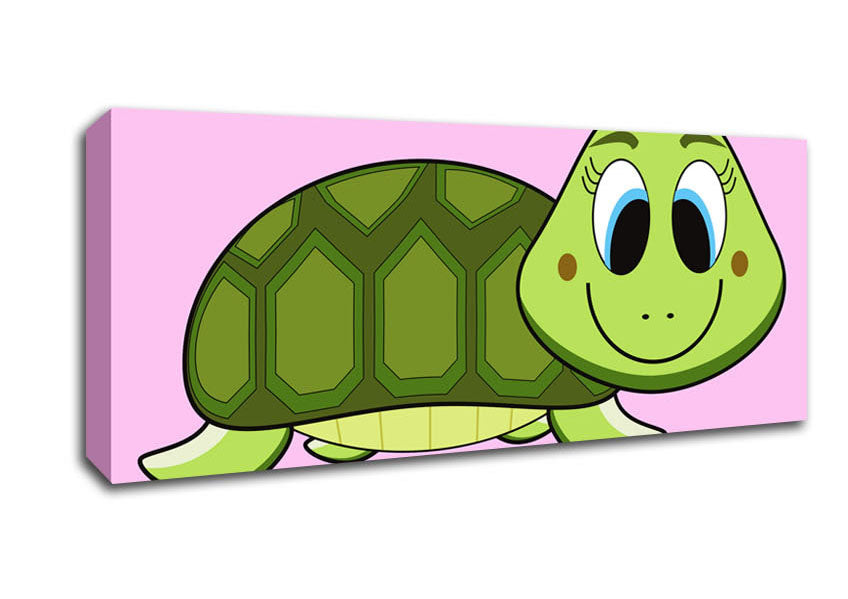 Happy Turtle Pink Canvas Wall Art