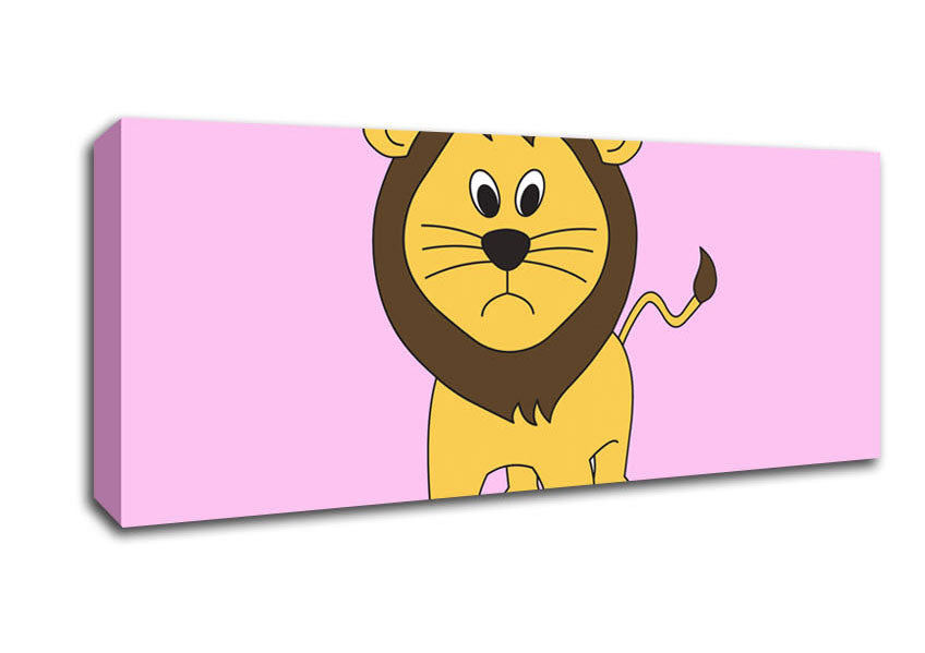 Sad Lion Pink Canvas Wall Art
