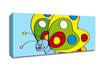 Smiling Flying Caterpilla Baby Blue Canvas Wall Art