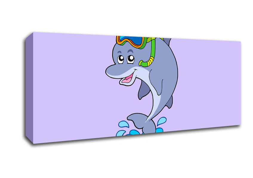 Snorkeling Dolphin Lilac Canvas Wall Art