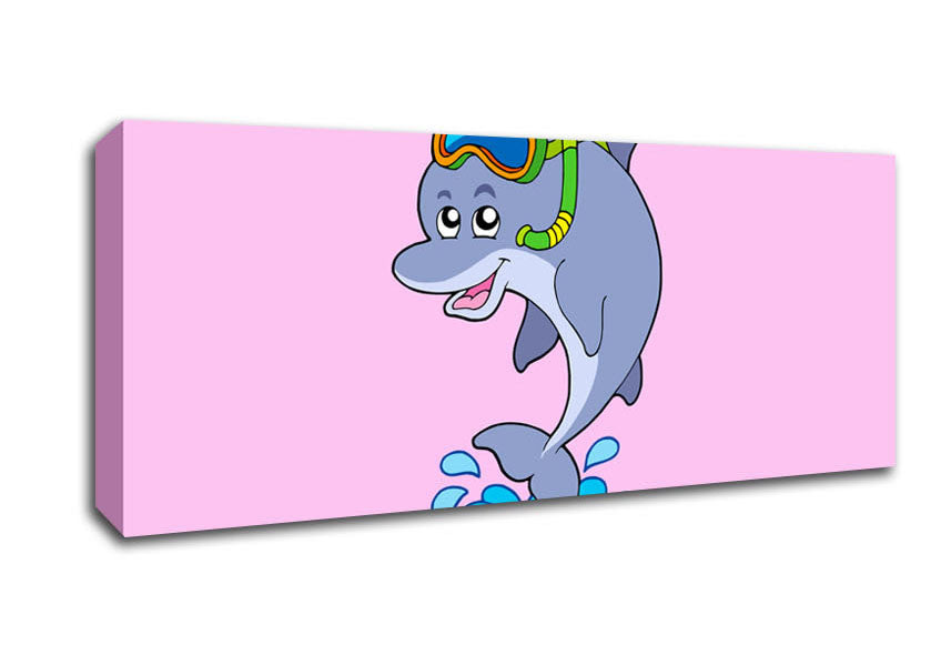 Snorkeling Dolphin Pink Canvas Wall Art