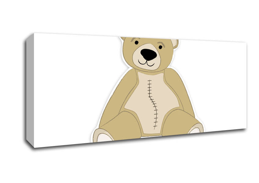 Stitched Up Teddy White Canvas Wall Art