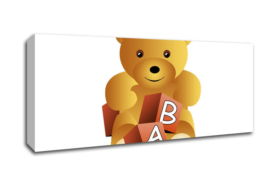 Teddy Bear Alphabet Blocks White Canvas Wall Art