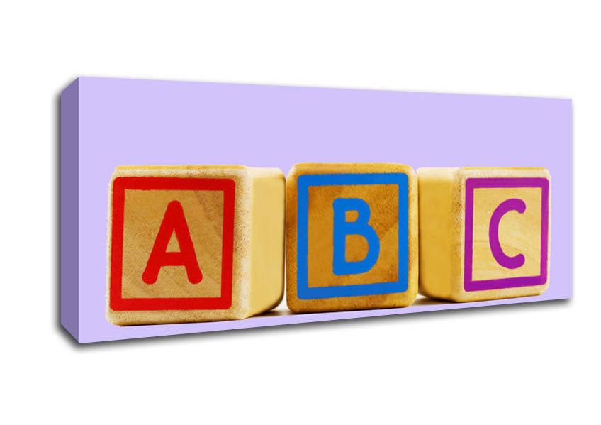 Three Alphabet Blocks Lilac Canvas Wall Art