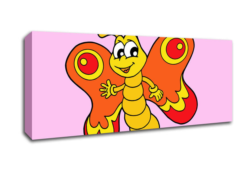 Waving Butterfly Pink Canvas Wall Art