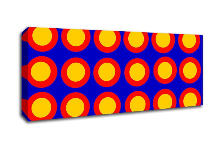 Circles Of Light Yellow On Blue Canvas Wall Art