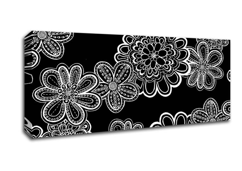 White On Black Bloom Canvas Wall Art