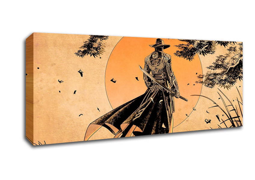 Japanese Samurai Sunset Canvas Wall Art