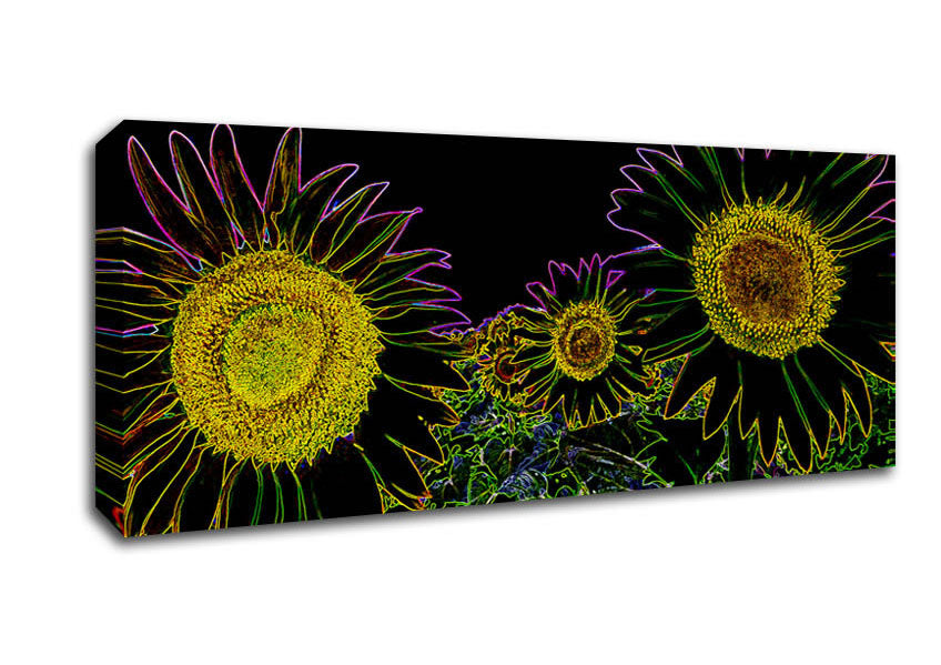 Abstarct Neon Floral 36 Canvas Wall Art