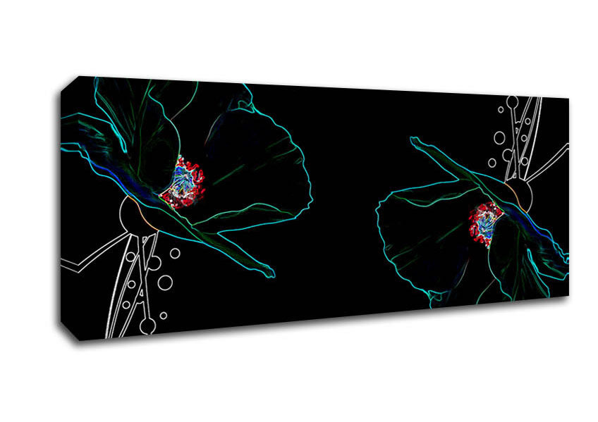 Abstarct Neon Floral 09 Canvas Wall Art