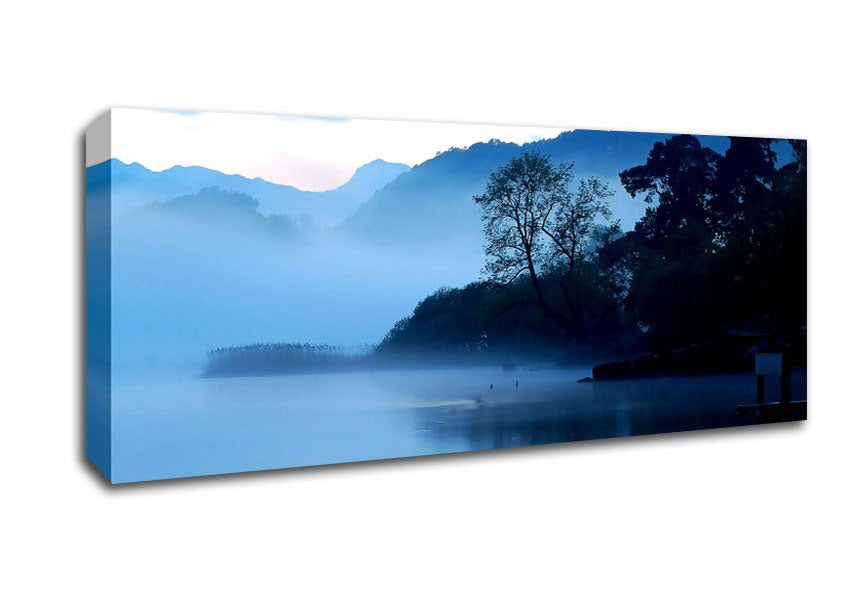 Early Morning Blue Lake Canvas Wall Art