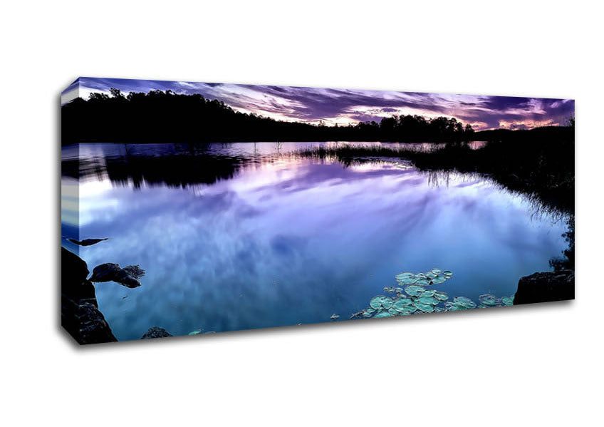 Calm Dusk Water Lily pads Canvas Wall Art