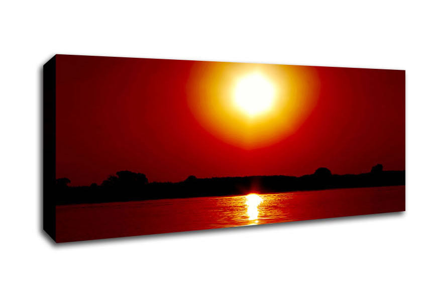 Orange Lake Sun Canvas Wall Art