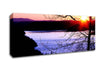 Blazing Red Sun Over The Winter Lake Canvas Wall Art