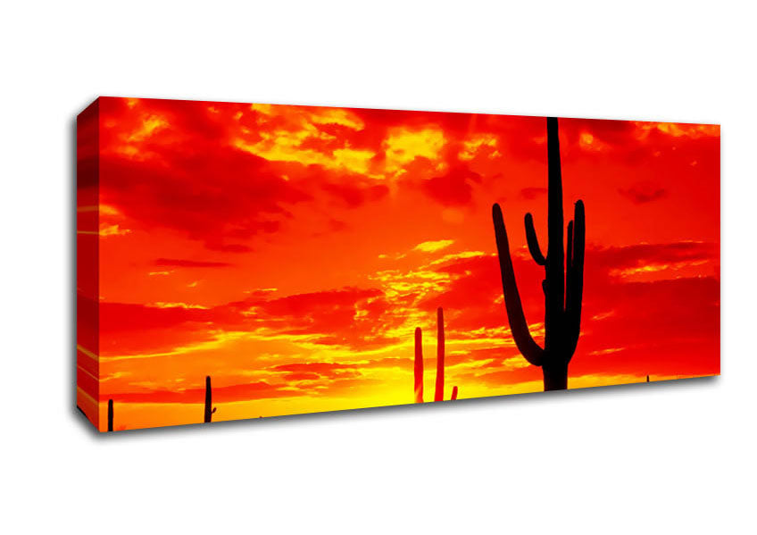Red Desert Cactus Canvas Wall Art