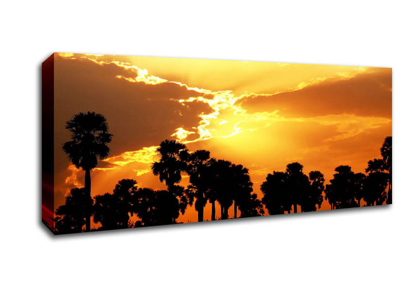 Orange Sun Clouds Canvas Wall Art