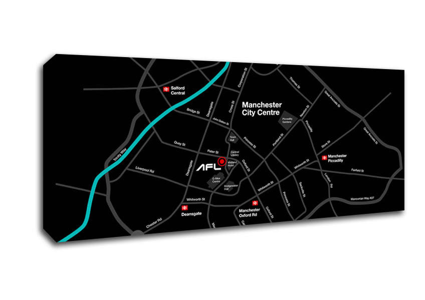 Manchester City Map Canvas Wall Art