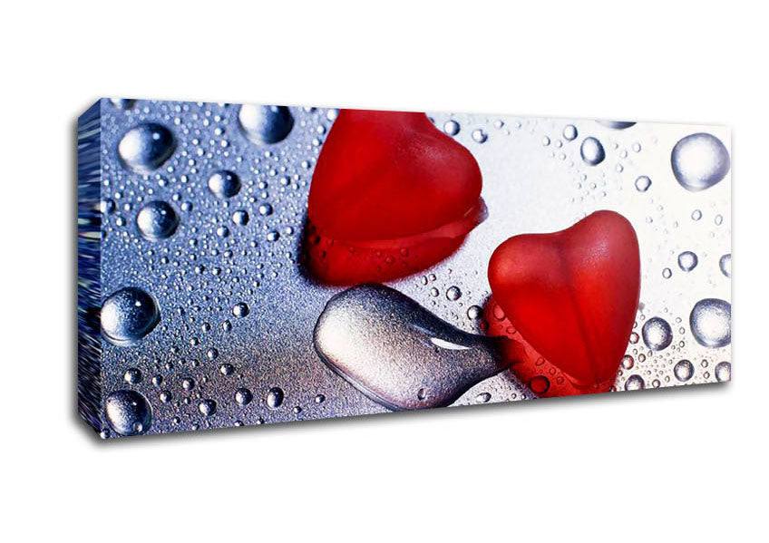 Red Love Hearts Canvas Wall Art