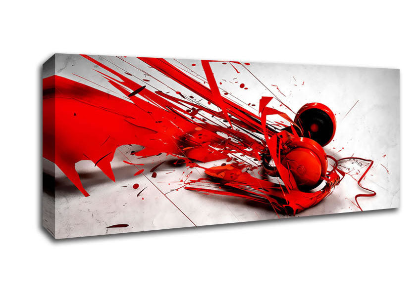 Red Headphone Blast Canvas Wall Art