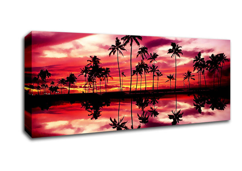 Pink Palm Tree Reflections Canvas Wall Art