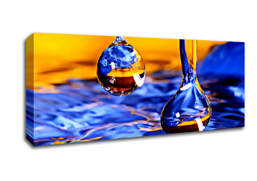 Duo Water Droplet Blue Orange Canvas Wall Art