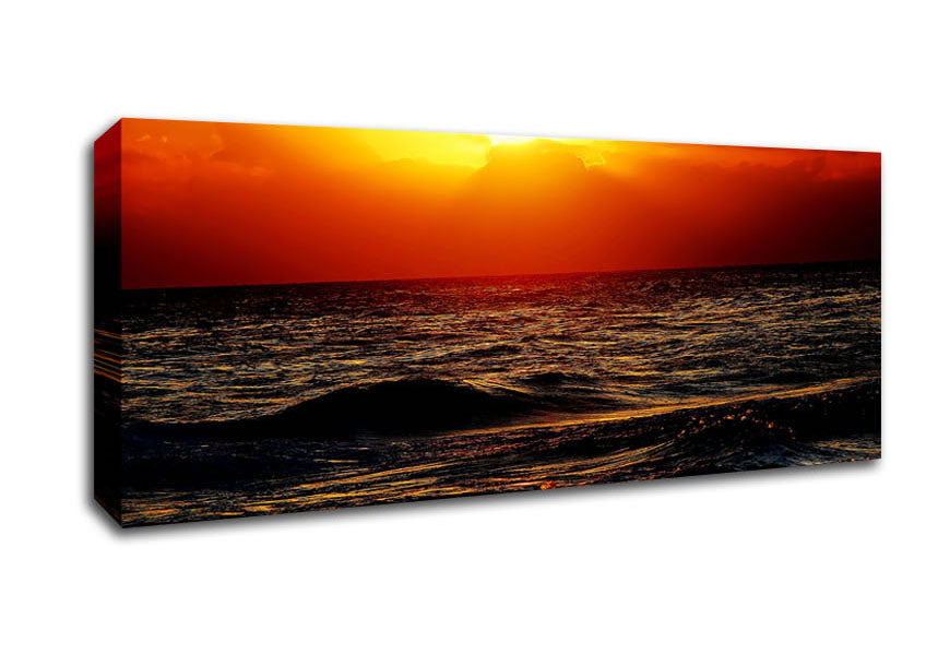 Blazing Sun Over The Crystal Ocean Canvas Wall Art