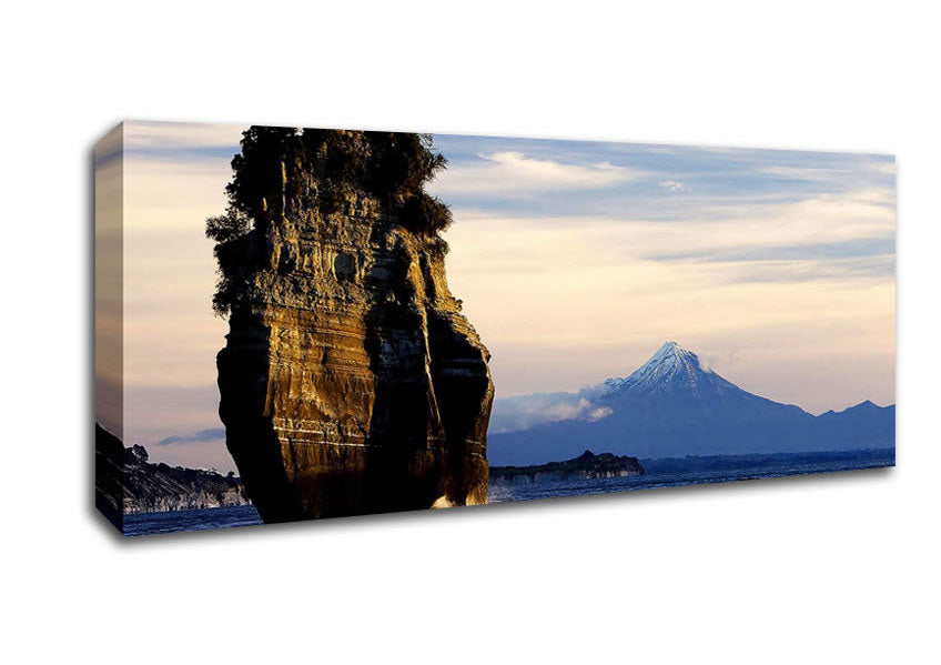 New Zealand Beach Mount Taranaki View Canvas Wall Art