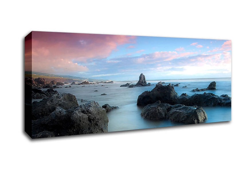 Pink Clouds Over The Morning Ocean Canvas Wall Art