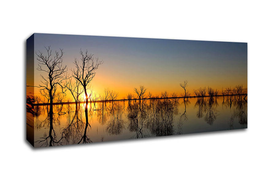 Beautiful Reflections Of The Winter Trees Canvas Wall Art