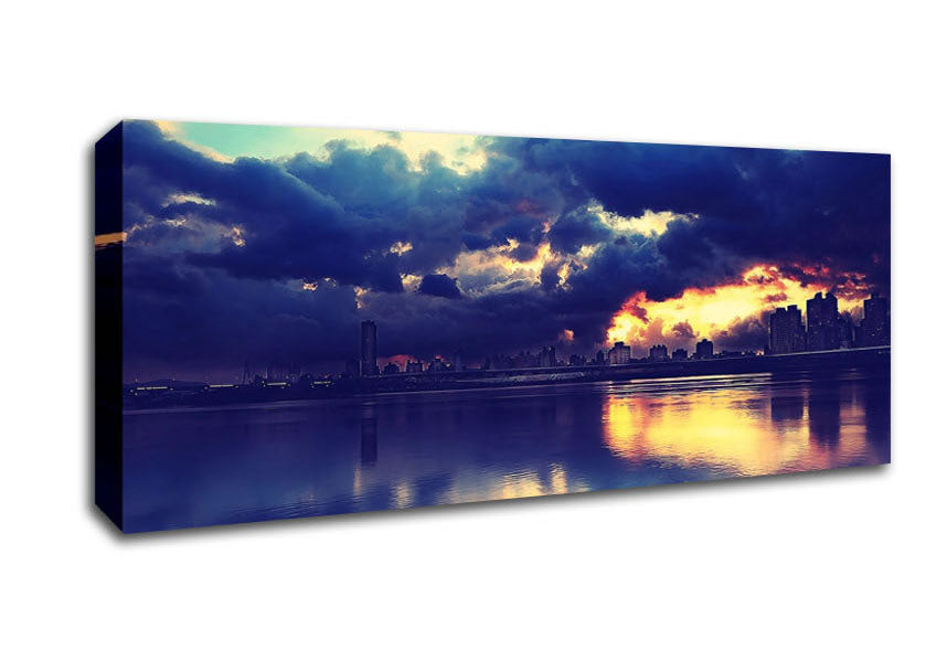 As The Sunset Beaks Through Over The City Canvas Wall Art