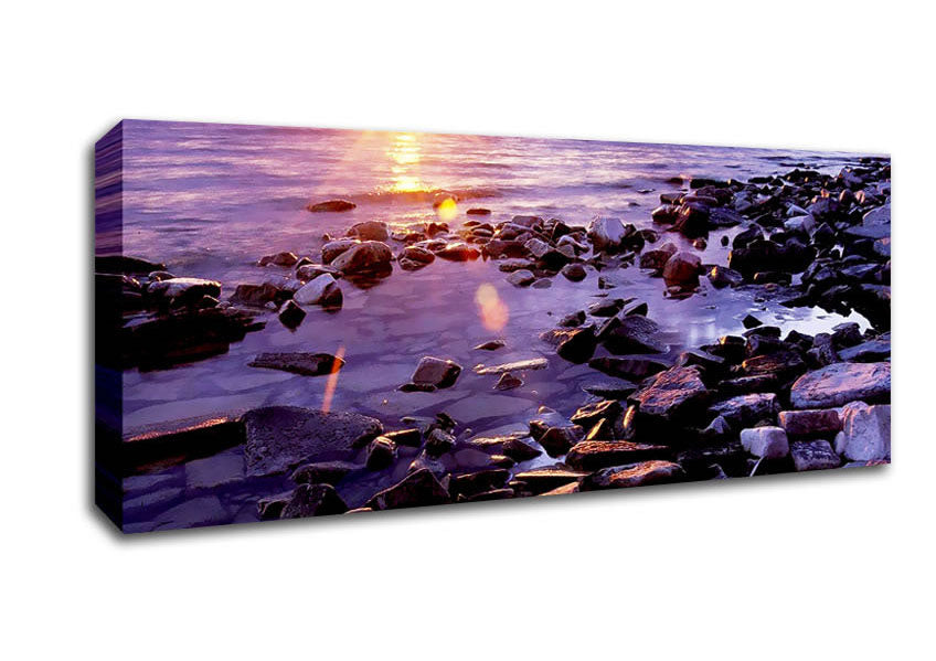 Ocean Pebble Sunrise Canvas Wall Art
