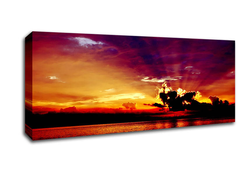 Sunrays Through The Rainbow Sky Canvas Wall Art