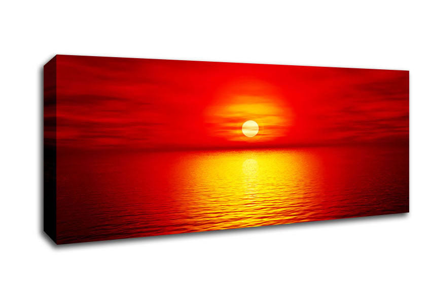 Red Skies Over The Golden Ocean Canvas Wall Art