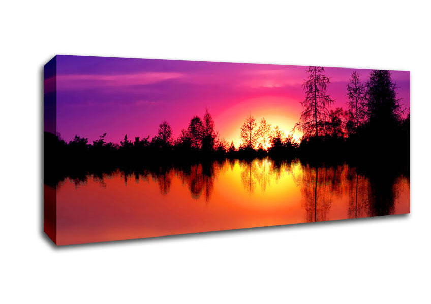 As The Sun Sets Over The Lake Canvas Wall Art