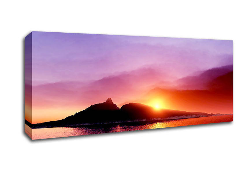 As The Sun Peeps Over The Mountain Ocean Canvas Wall Art