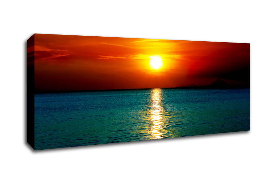 As The Sun Goes Down Over The Turquoise Ocean Canvas Wall Art