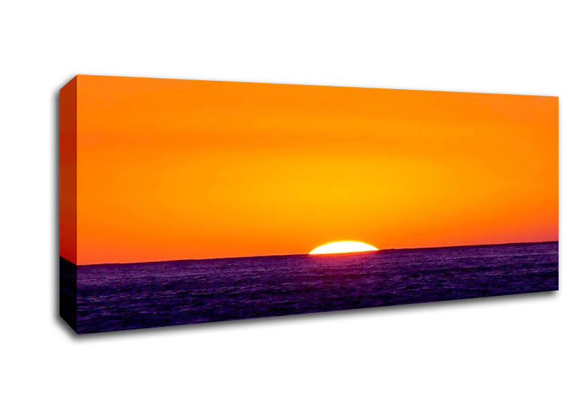 As The Sun Goes Down Over The Ocean Orange Canvas Wall Art