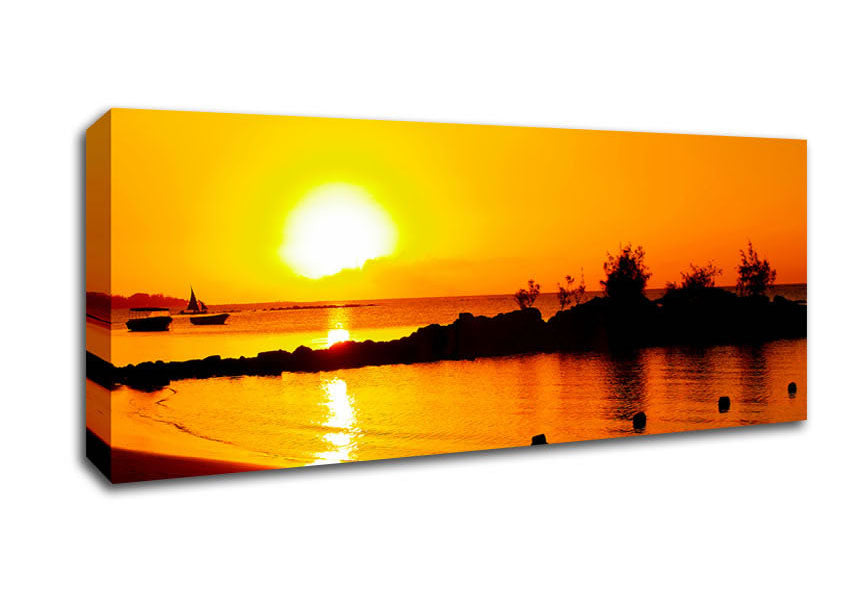Yellow Ocean Sun Trail Canvas Wall Art
