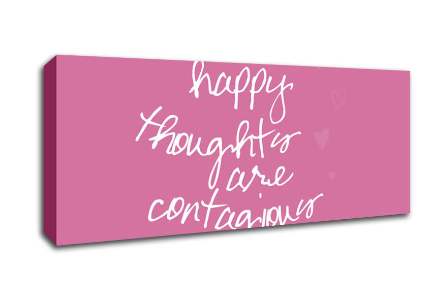 Love Quote Happy Thoughts Are Contagious Pink Canvas Wall Art