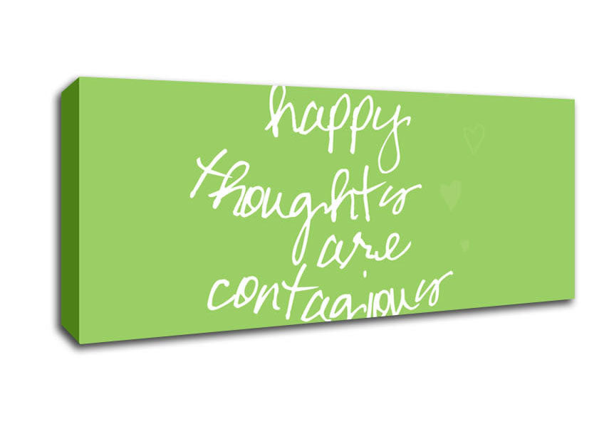 Love Quote Happy Thoughts Are Contagious Lime Green Canvas Wall Art