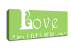 Love Quote Love Lives Here Vines Lime Green Canvas Wall Art
